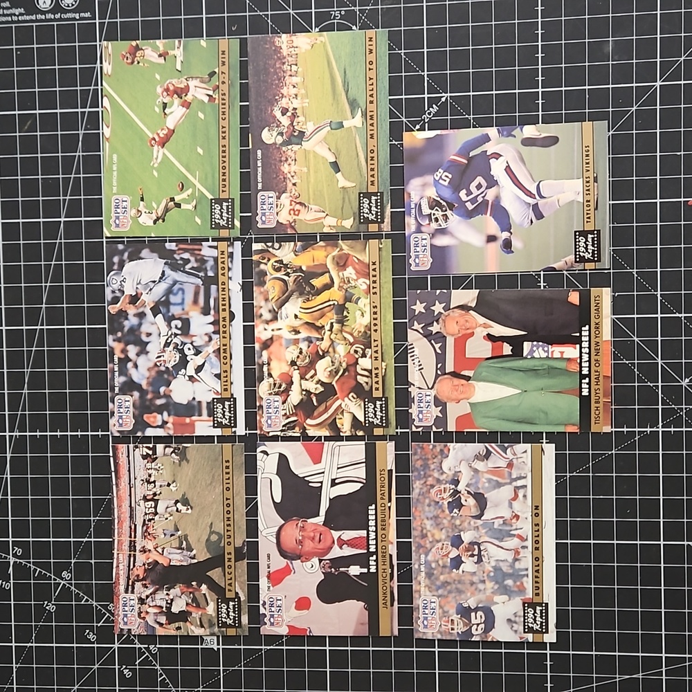 10 card lot of 1991 Pro Set '1990 Replay' and 'NFL Newsreel' cards NEAR MINT!